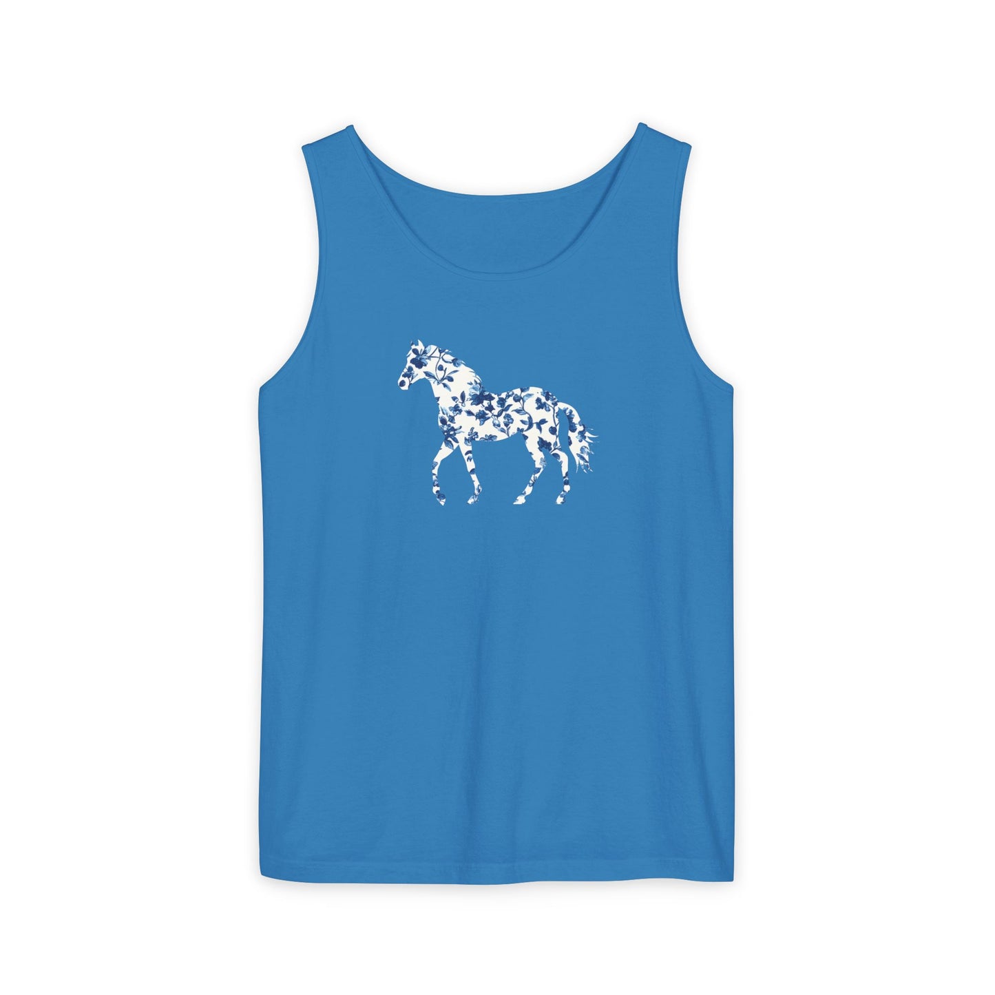 Floral Horse Tank - Blue Vines