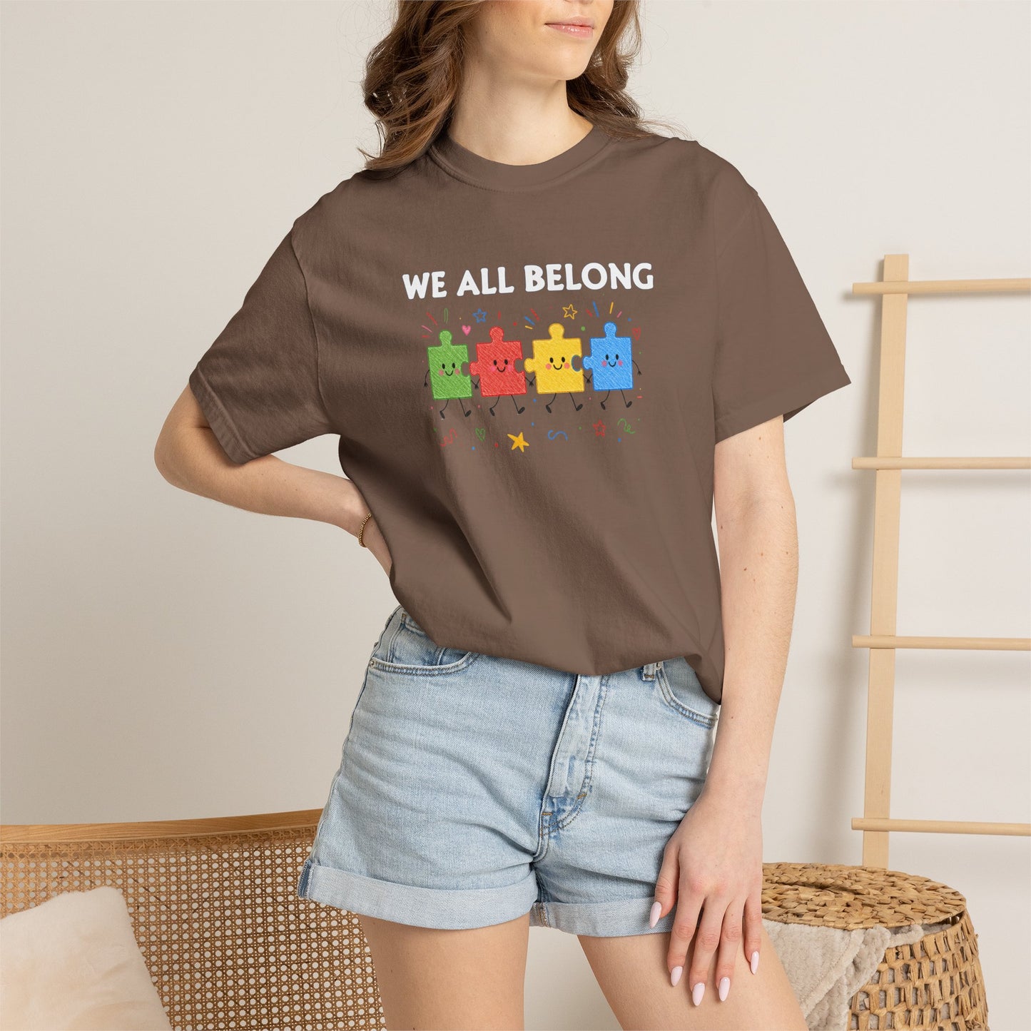We All Belong Puzzle Piece Teacher Shirt | Neurodiversity & Inclusion T-Shirt