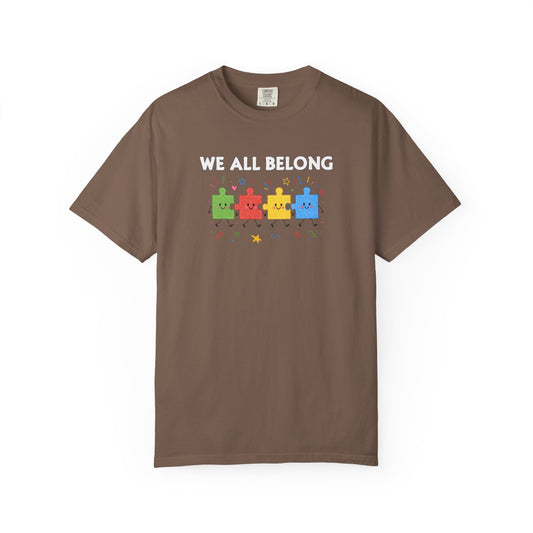 We All Belong Puzzle Piece Teacher Shirt | Neurodiversity & Inclusion T-Shirt
