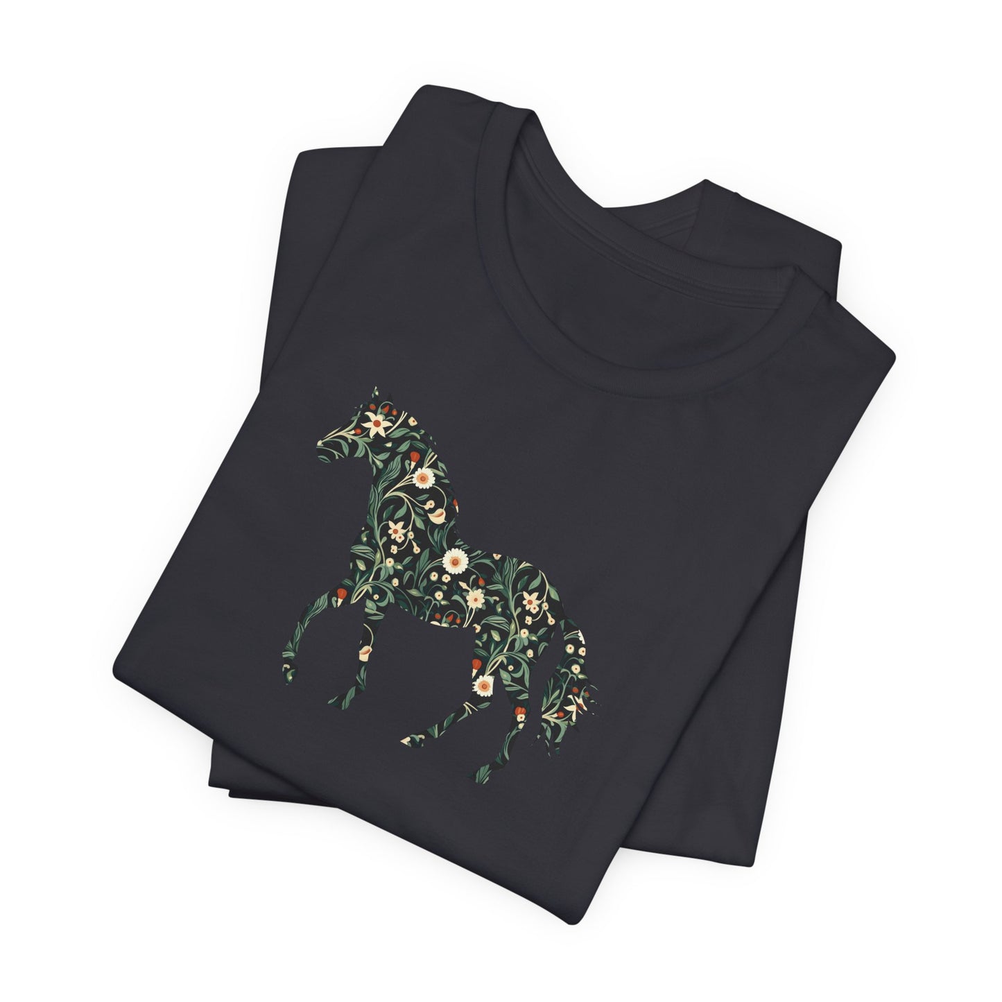 Floral Horse Short Sleeve T-Shirt - Green Vine