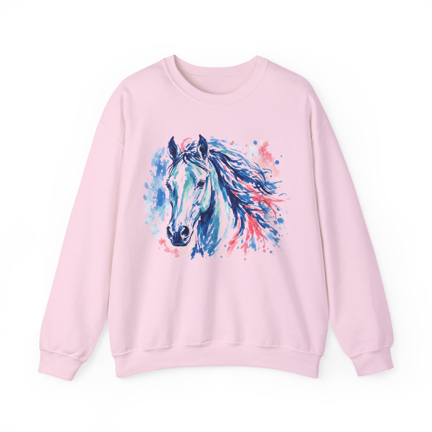 Blue Watercolor Horse Sweatshirt | Equestrian Crewneck