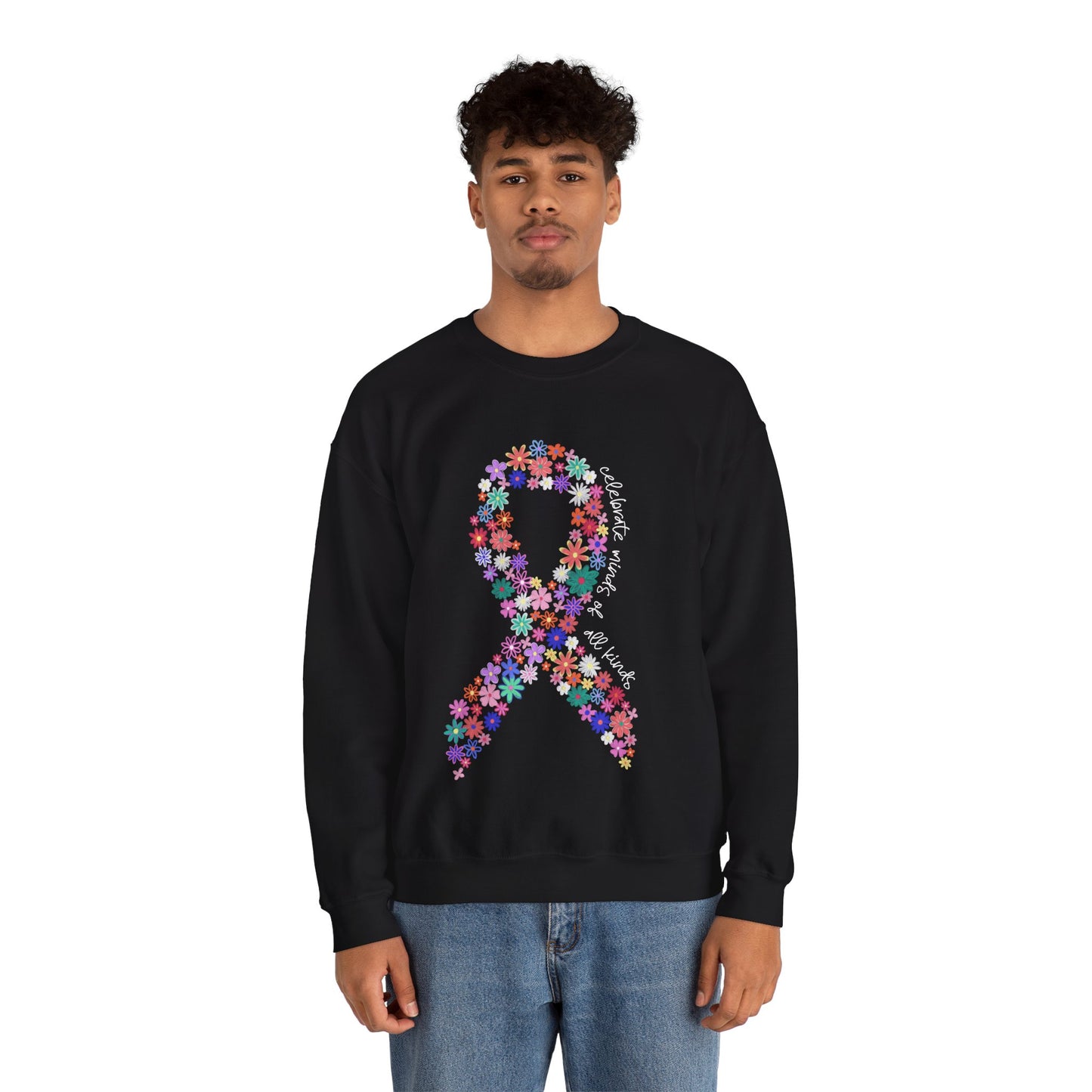 Minds of All Kinds Sweatshirt | Neurodiversity Awareness Floral Ribbon Crewneck