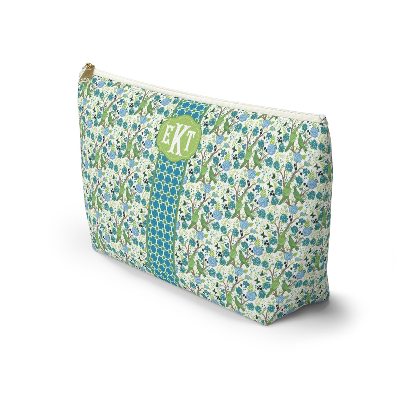 Personalized Classic Floral Accessory Pouch | Coordinating Cosmetic & Travel Bag