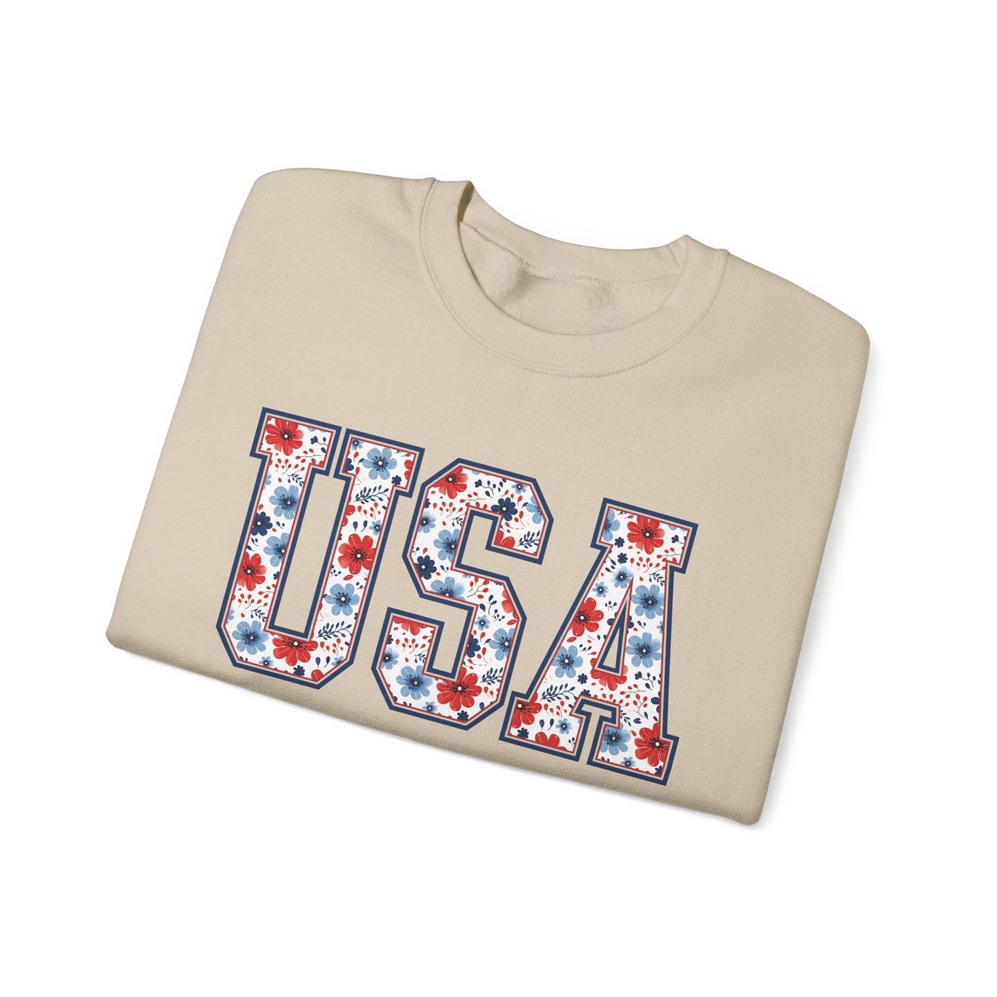 Floral USA  Vintage Americana Crewneck
