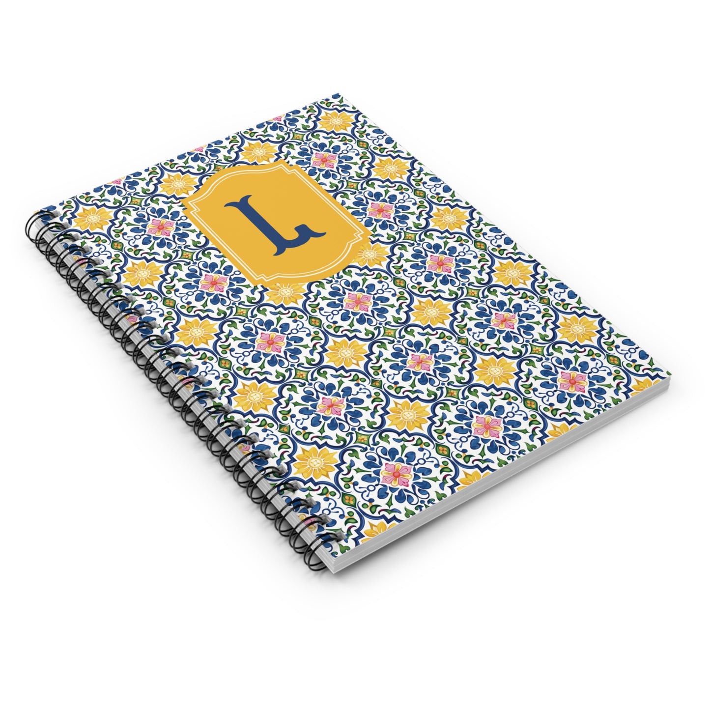 Personalized Golden Tile Spiral Notebook