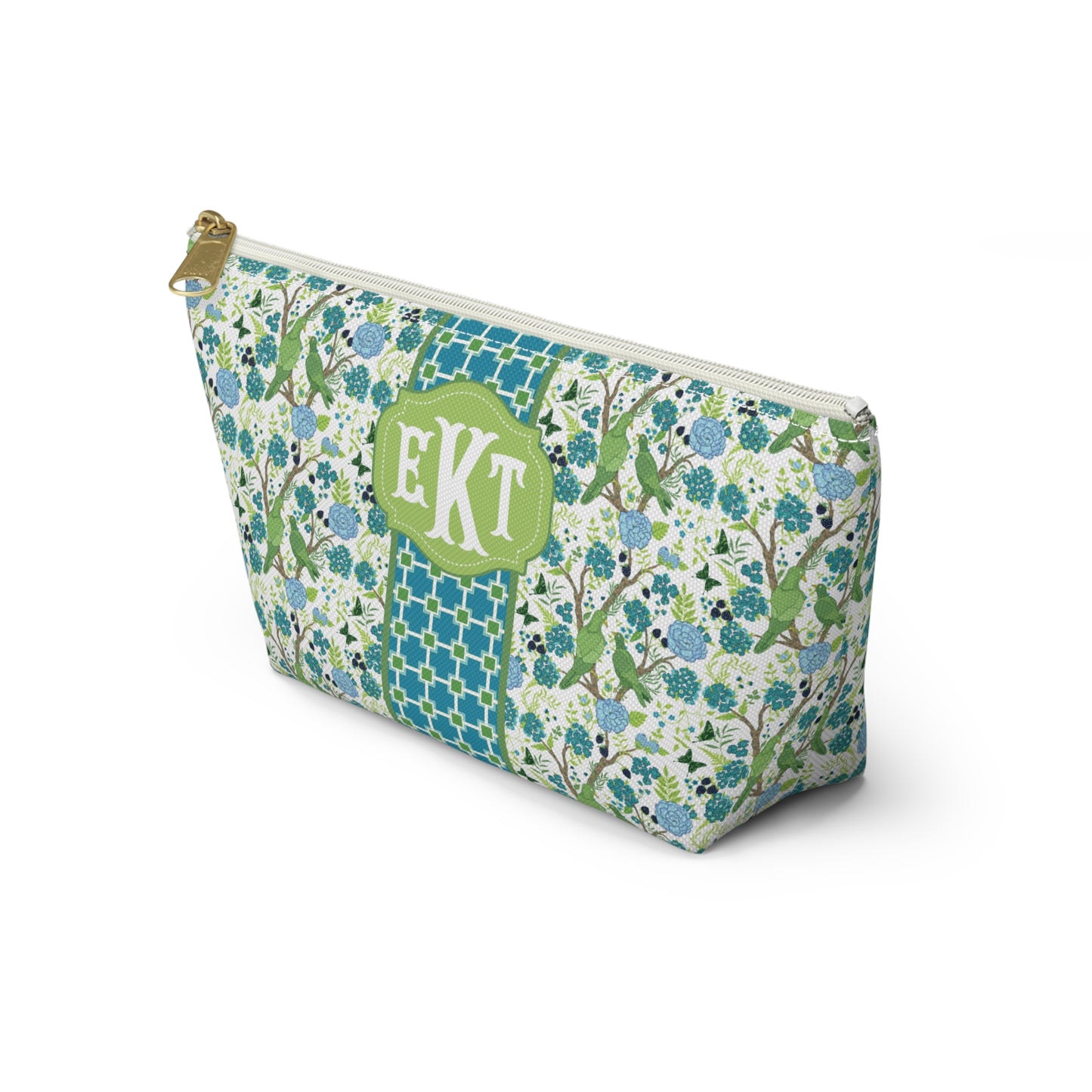 Personalized Classic Floral Accessory Pouch | Coordinating Cosmetic & Travel Bag