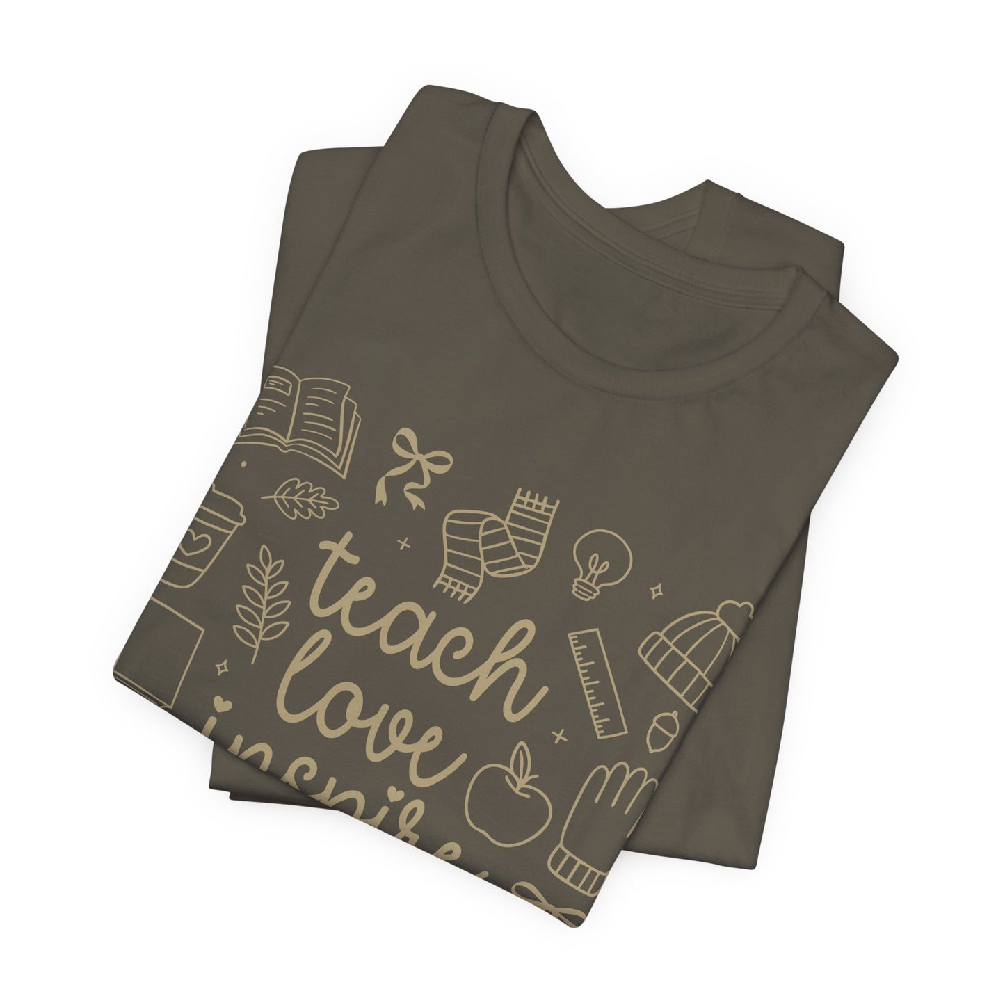 Teach Love Inspire Fall Teacher Shirt | Cute Graphic Tee for Women