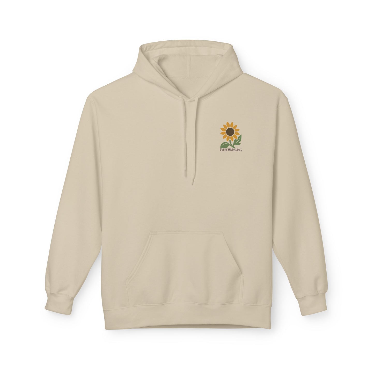Every Mind Shines Sunflower Hoodie | Midweight Fleece with Fall Boho Floral Back