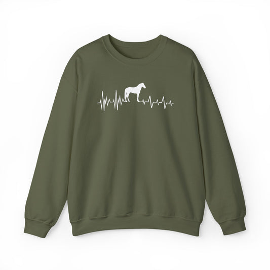 Regulated by Horses Heartbeat Crewneck Sweatshirt – Equine Therapy Inspired Horse Lover Gift