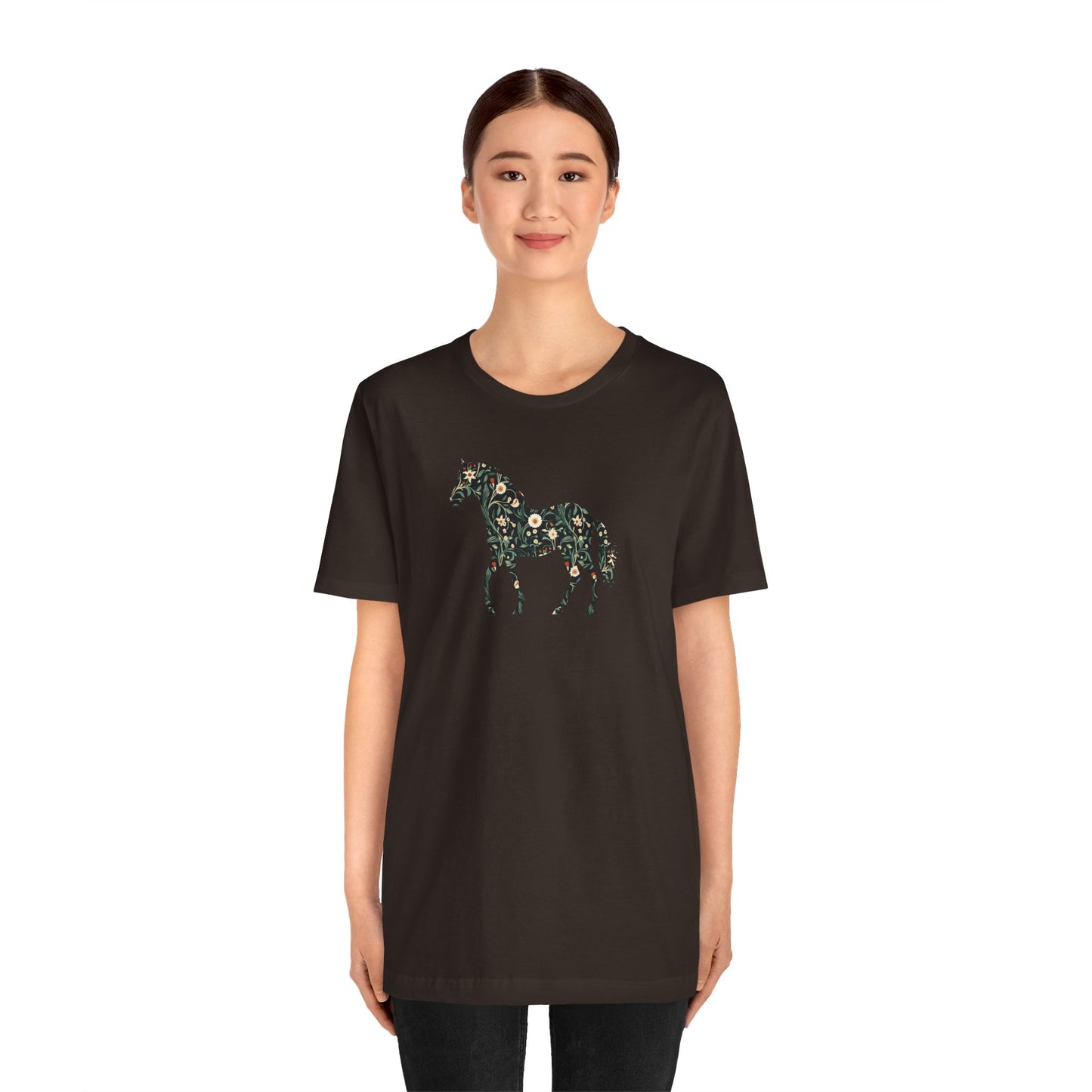 Floral Horse Short Sleeve T-Shirt - Green Vine