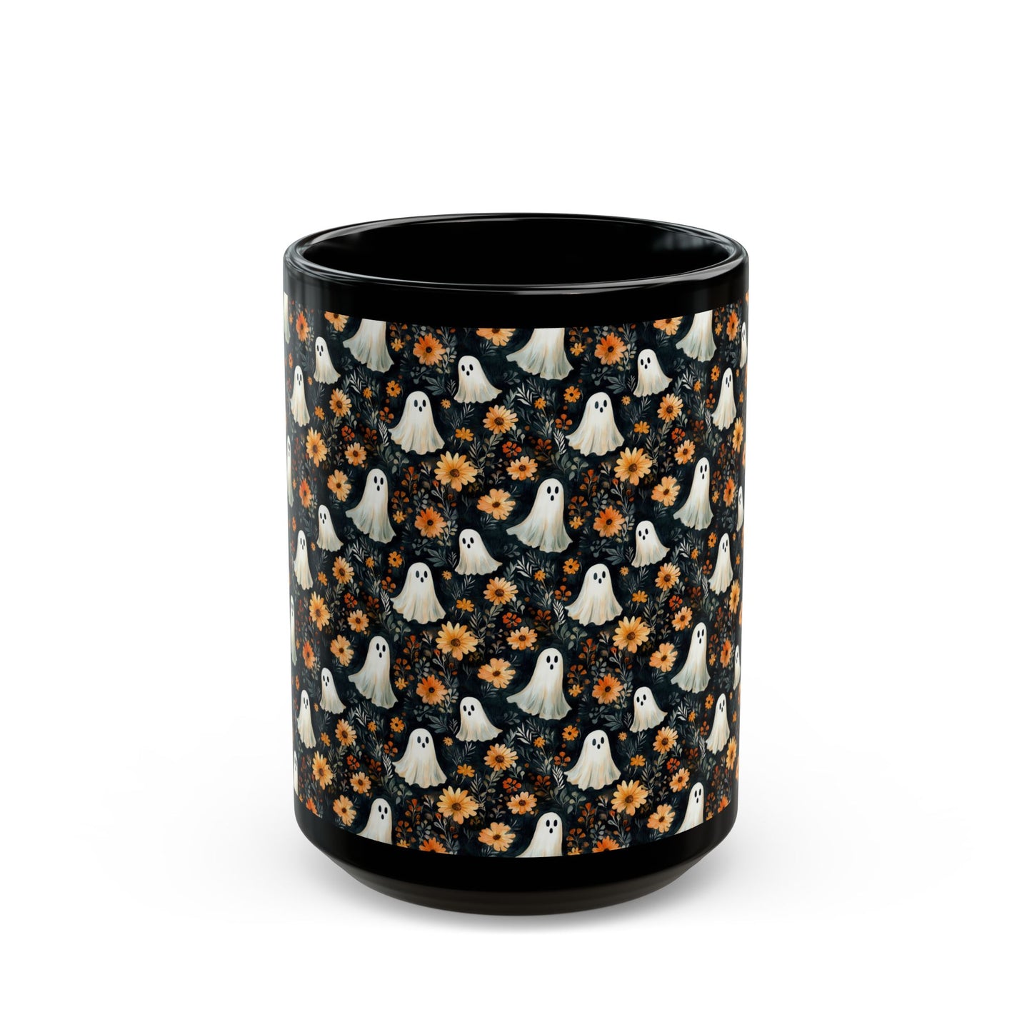 Spooky Ghosts & Fall Flowers Mug | Halloween Coffee Cup | Cozy Fall Drinkware