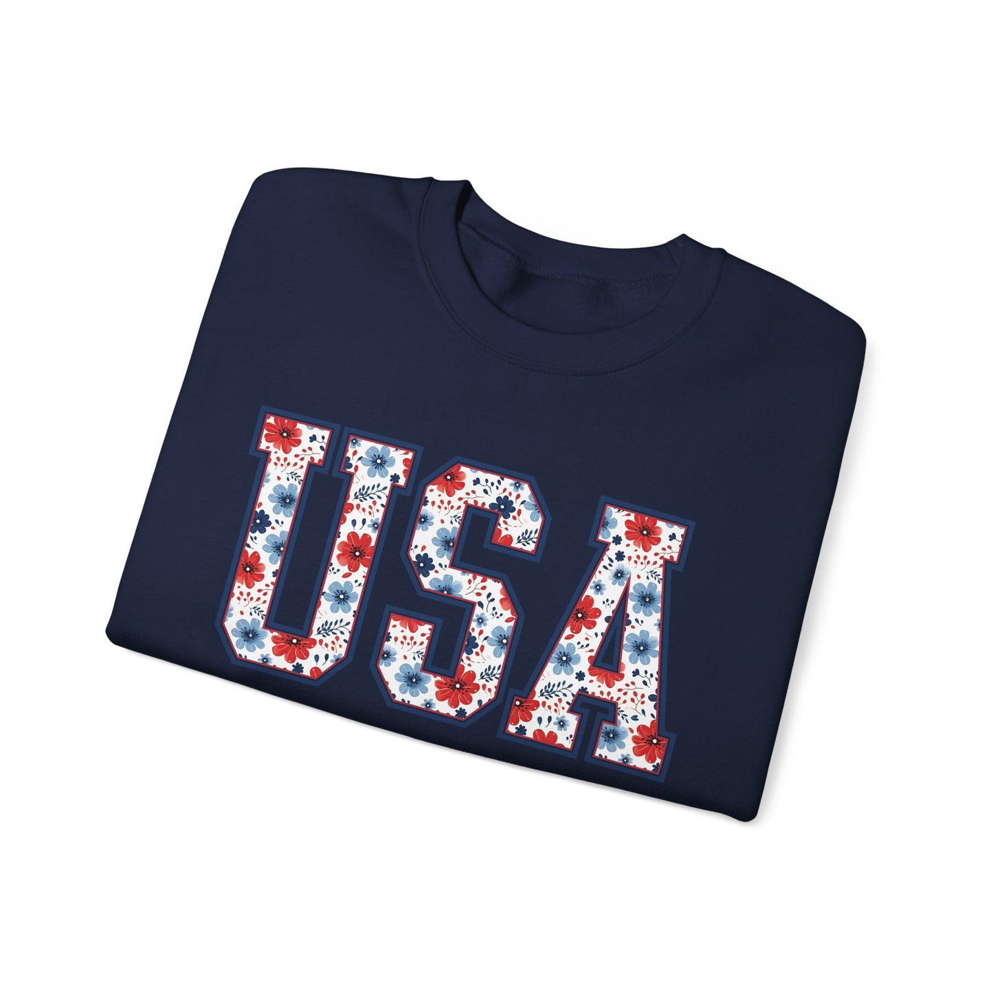 Floral USA  Vintage Americana Crewneck