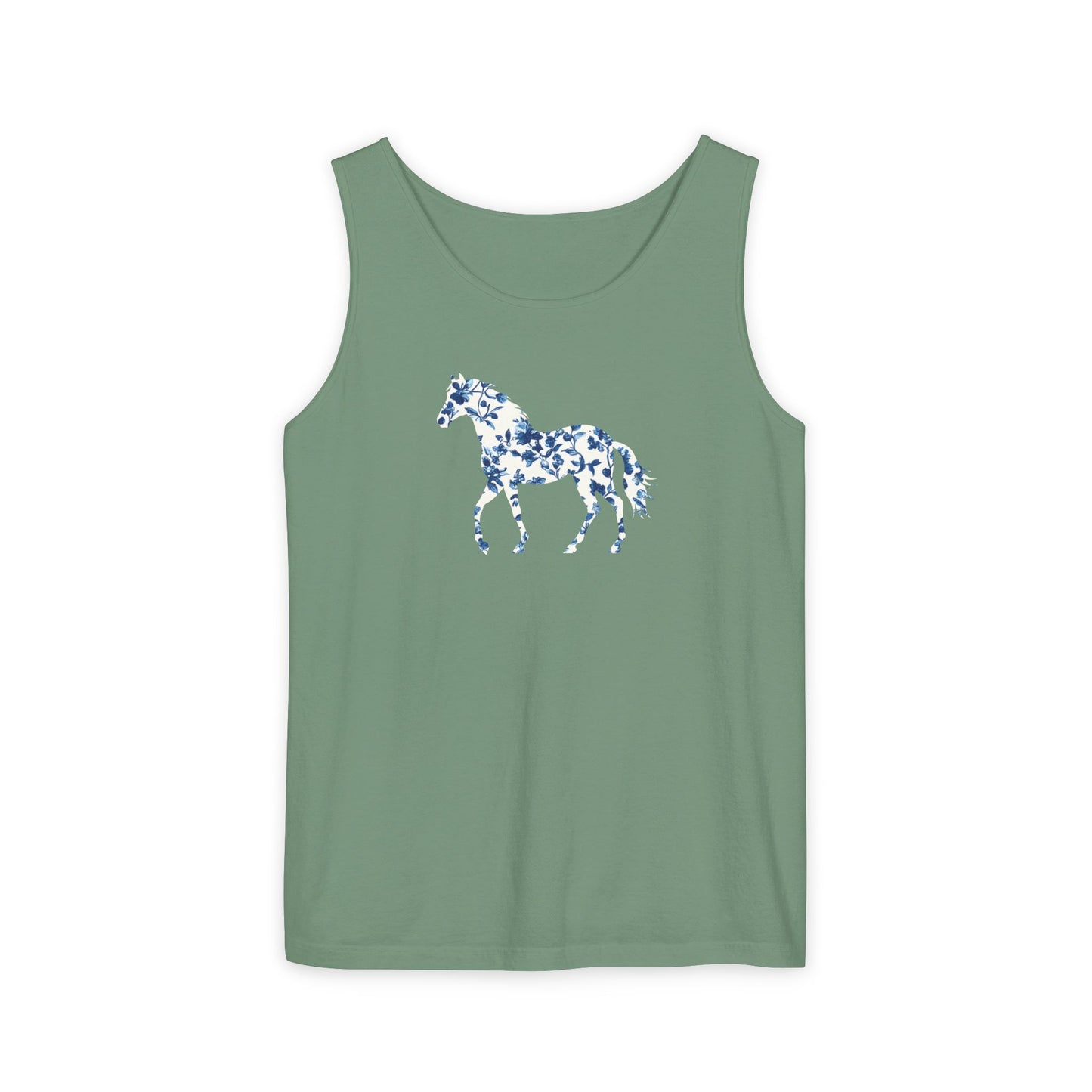 Floral Horse Tank - Blue Vines