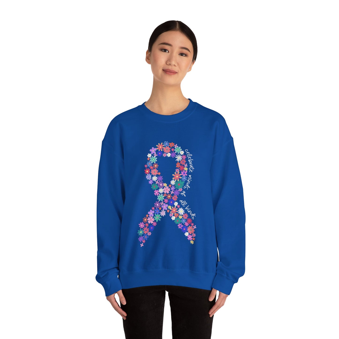 Minds of All Kinds Sweatshirt | Neurodiversity Awareness Floral Ribbon Crewneck