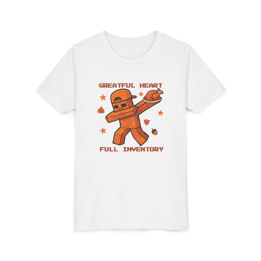Grateful Heart Full Inventory Youth T-Shirt | Thanksgiving Gamer Tee