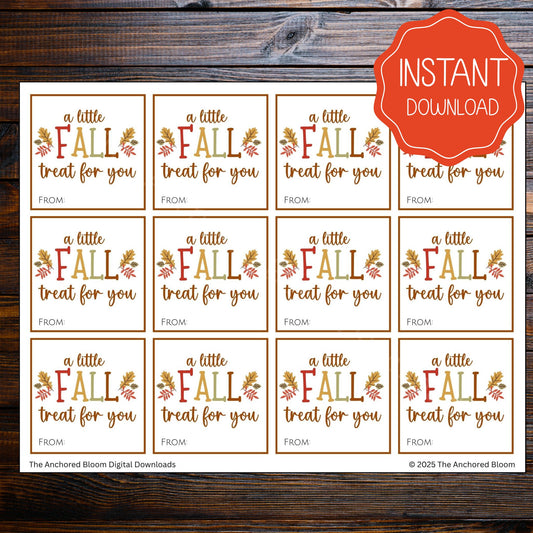 A Little Fall Treat for You Printable Gift Tags | Fall Teacher Gift Tags, Neighbor Treat Tags, Autumn Favor Labels, Instant Digital Download