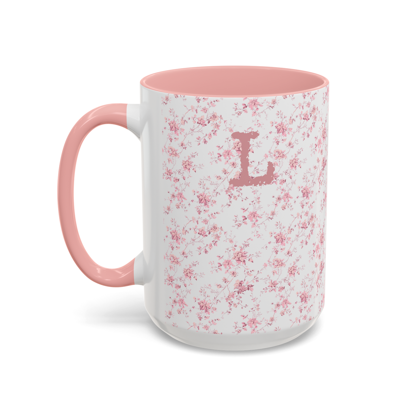 Personalized Floral Initial Mug | Custom Name Ceramic Mug in Pink, Green, or Blue | 11oz or 15oz
