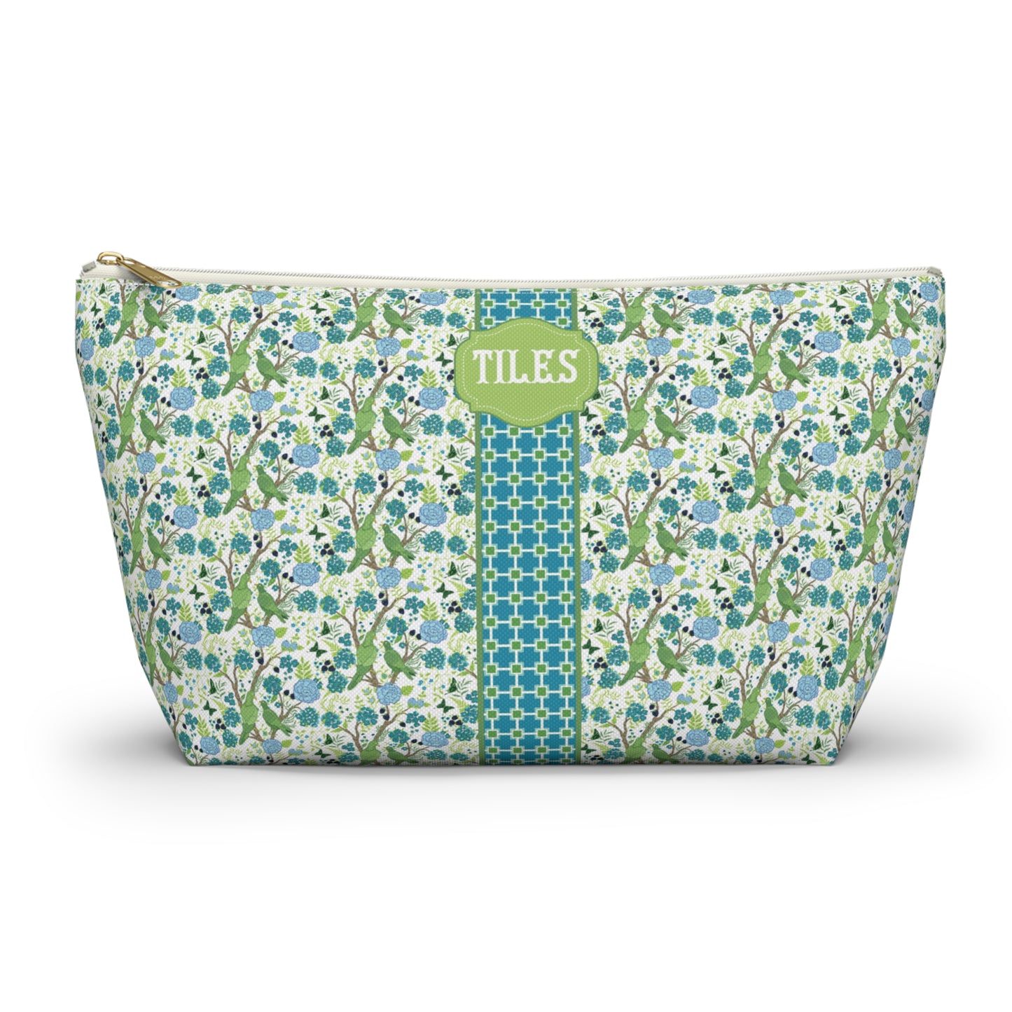 Personalized Classic Floral Accessory Pouch | Coordinating Cosmetic & Travel Bag