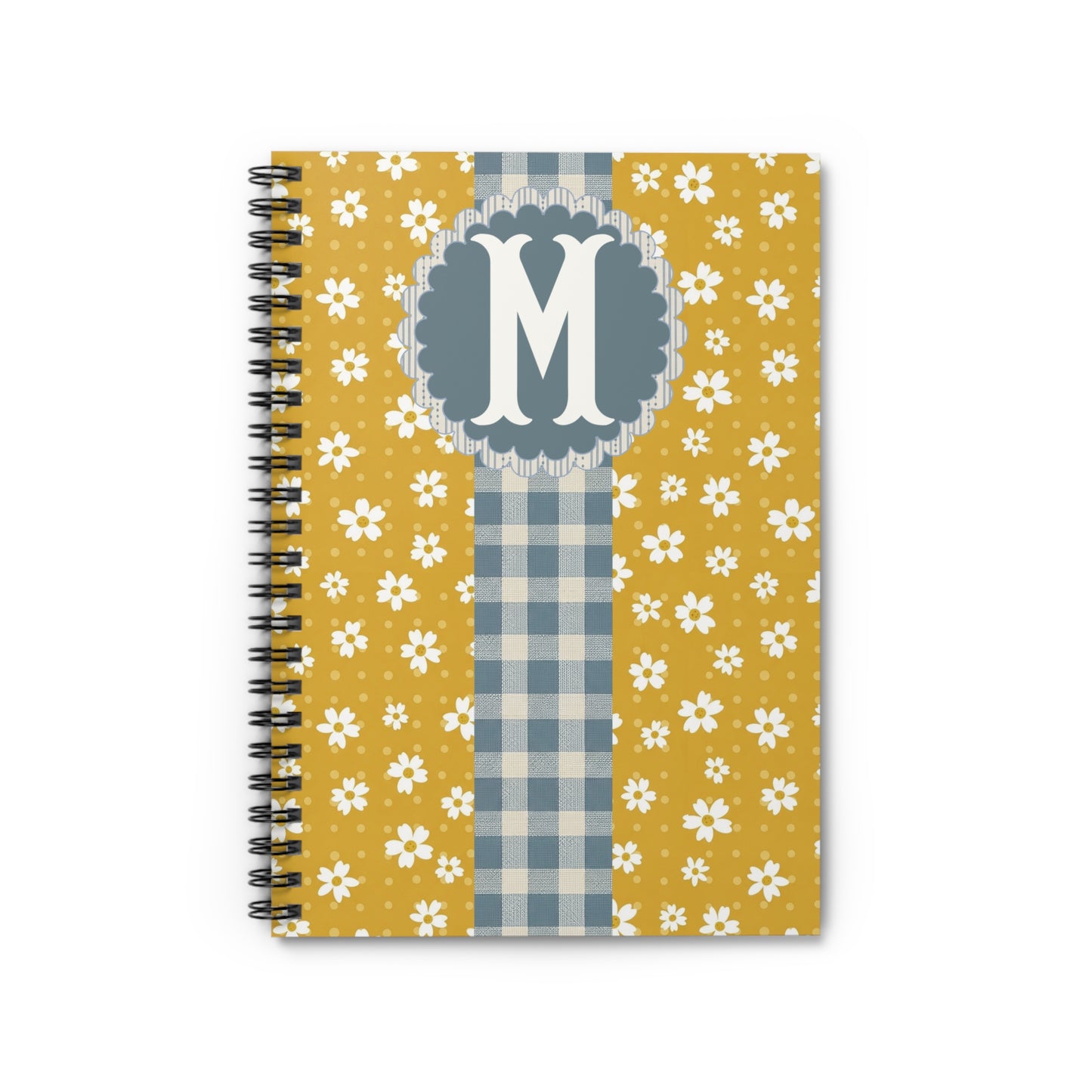Personalized Floral Gingham Spiral Notebook