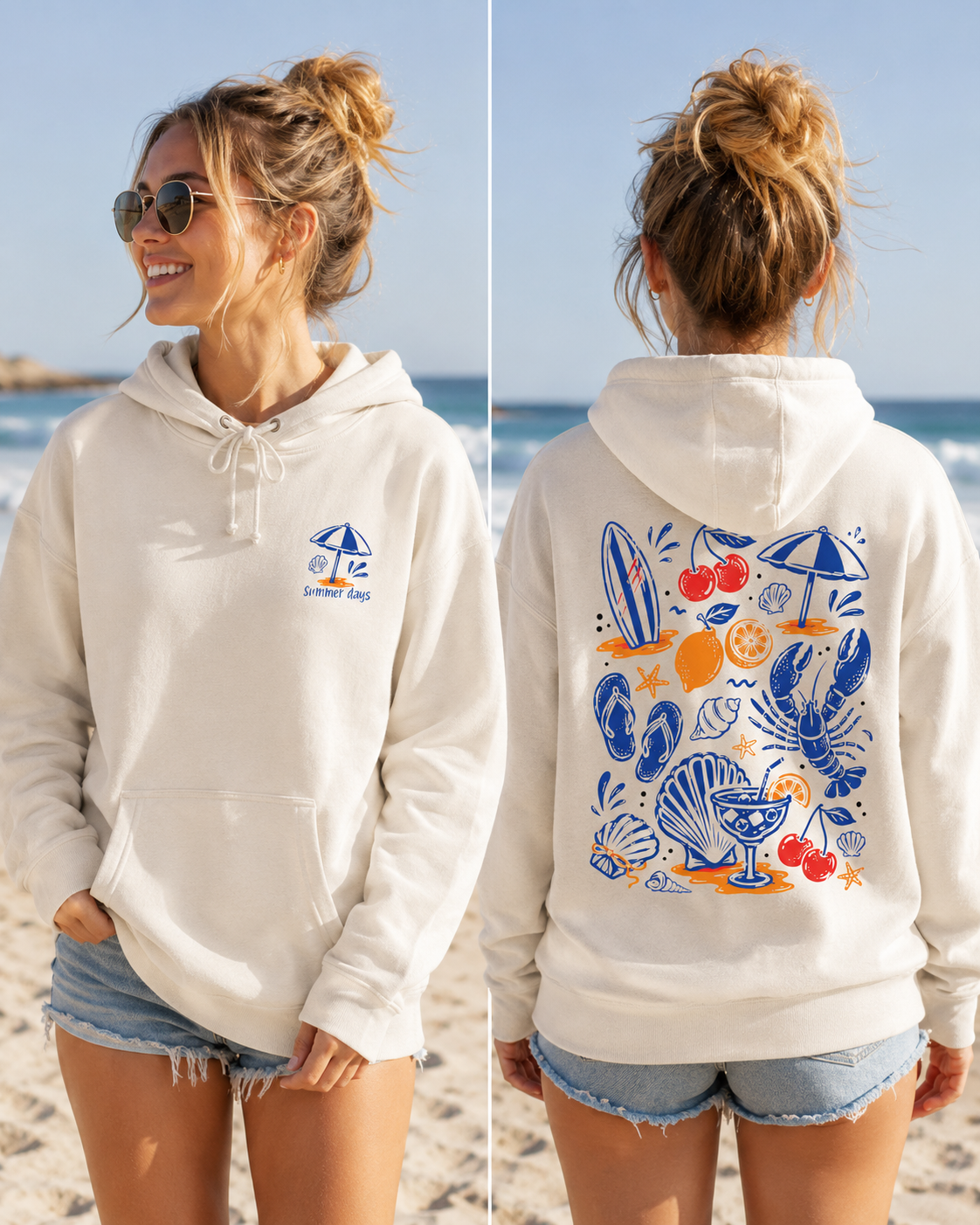 Summer Days Coastal Beach Hoodie