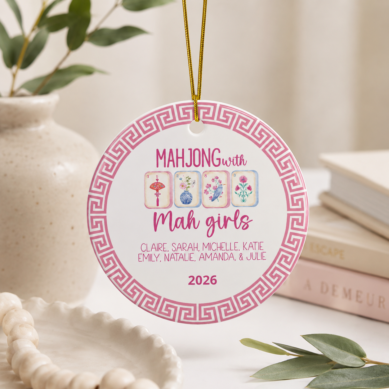 Personalized Mahjong Ornament  | Custom Mahjong Group Gift