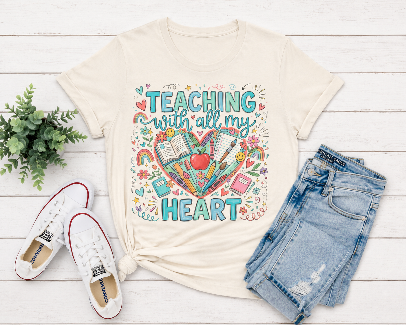 Teaching With All My Heart Teacher Shirt | Cute Back to School Shirt
