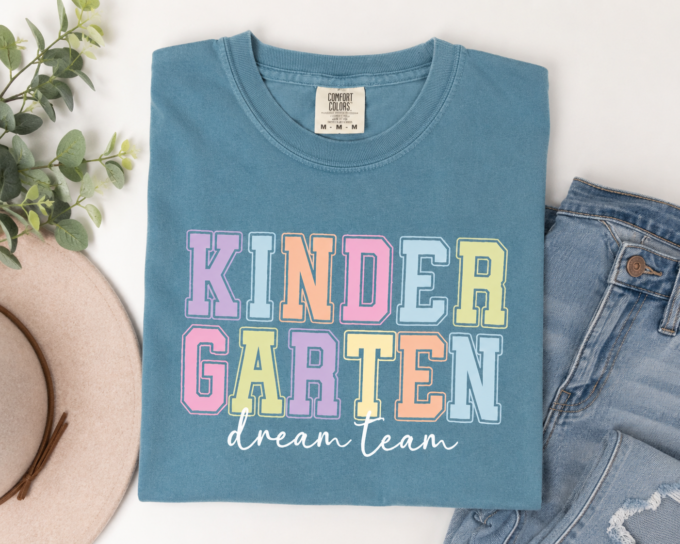 Kindergarten Dream Team Comfort Colors® Teacher Shirt | Grade Level Teacher T-Shirt