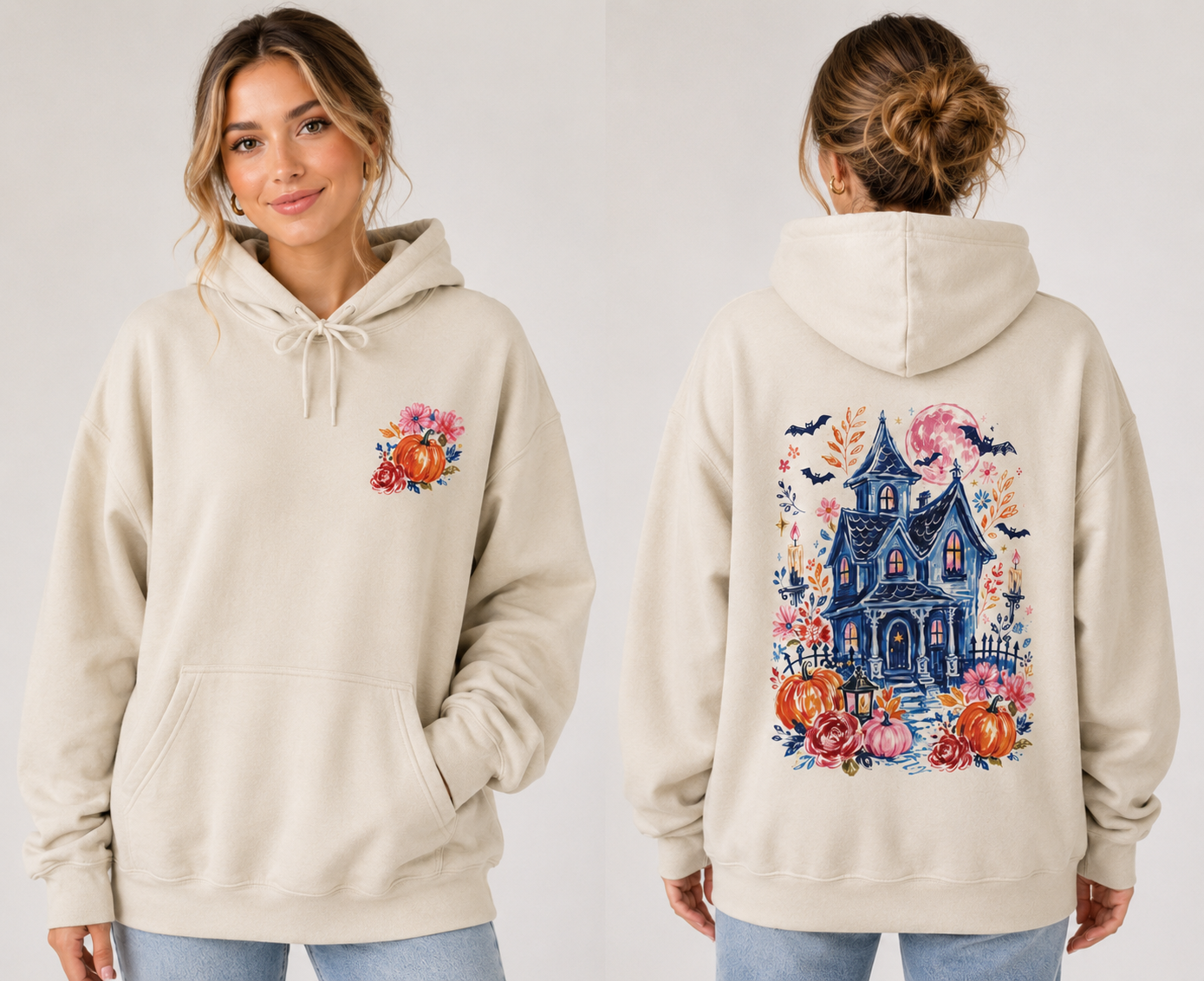 Whimsical Haunted House Hoodie | Cozy Halloween Hoodie