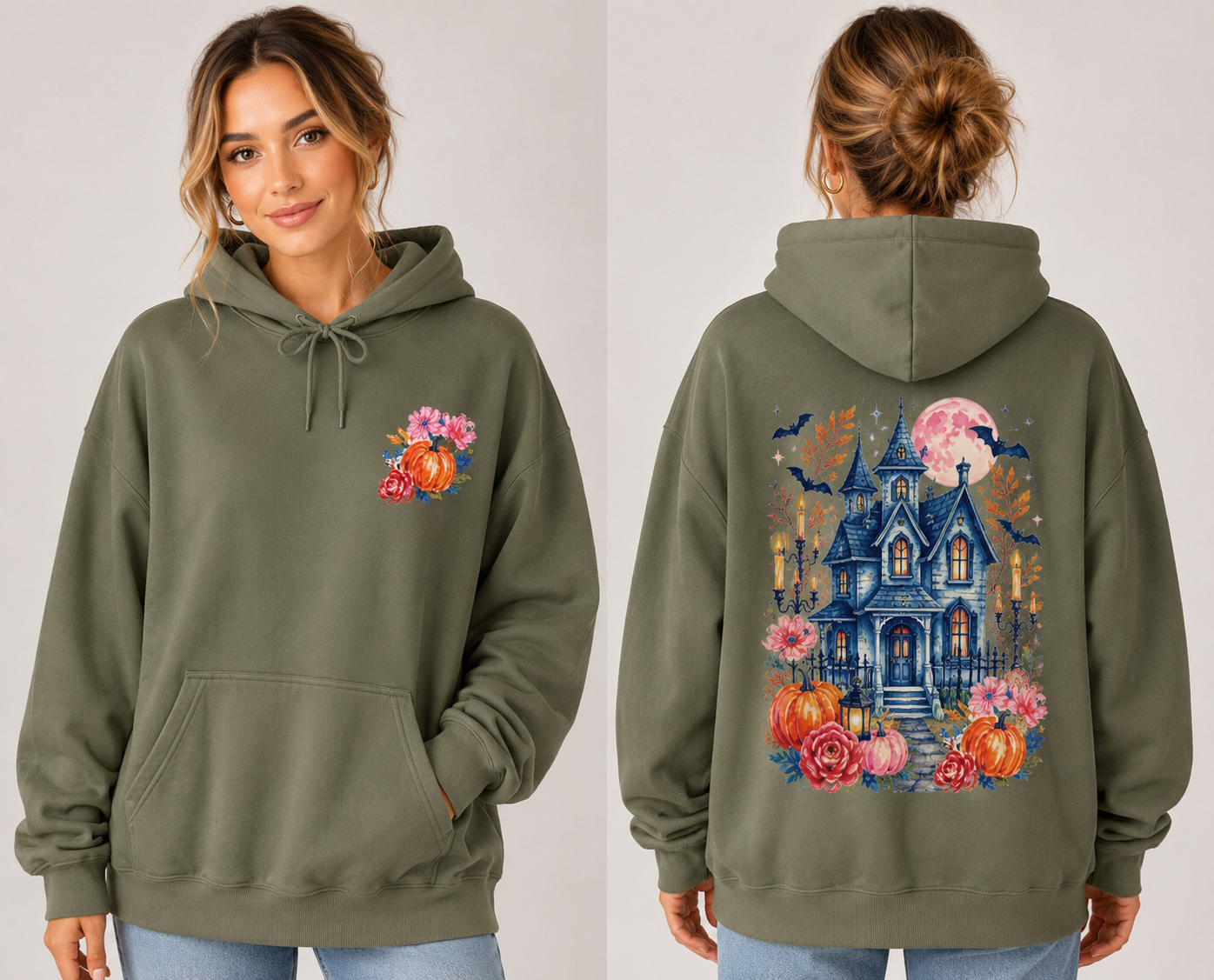Whimsical Haunted House Hoodie | Cozy Halloween Hoodie