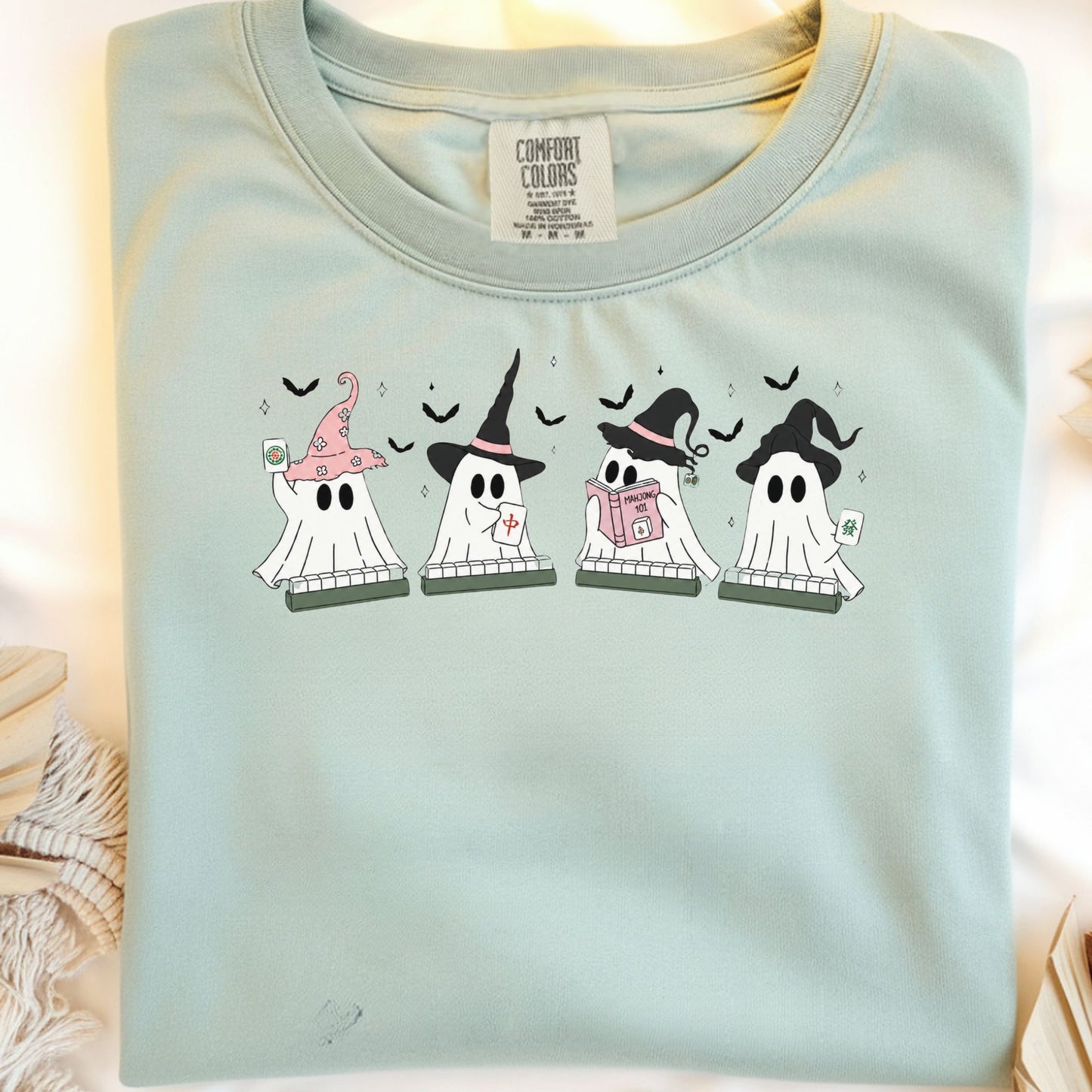 Cute Ghost Mahjong T-Shirt | Mahjong Halloween Tee