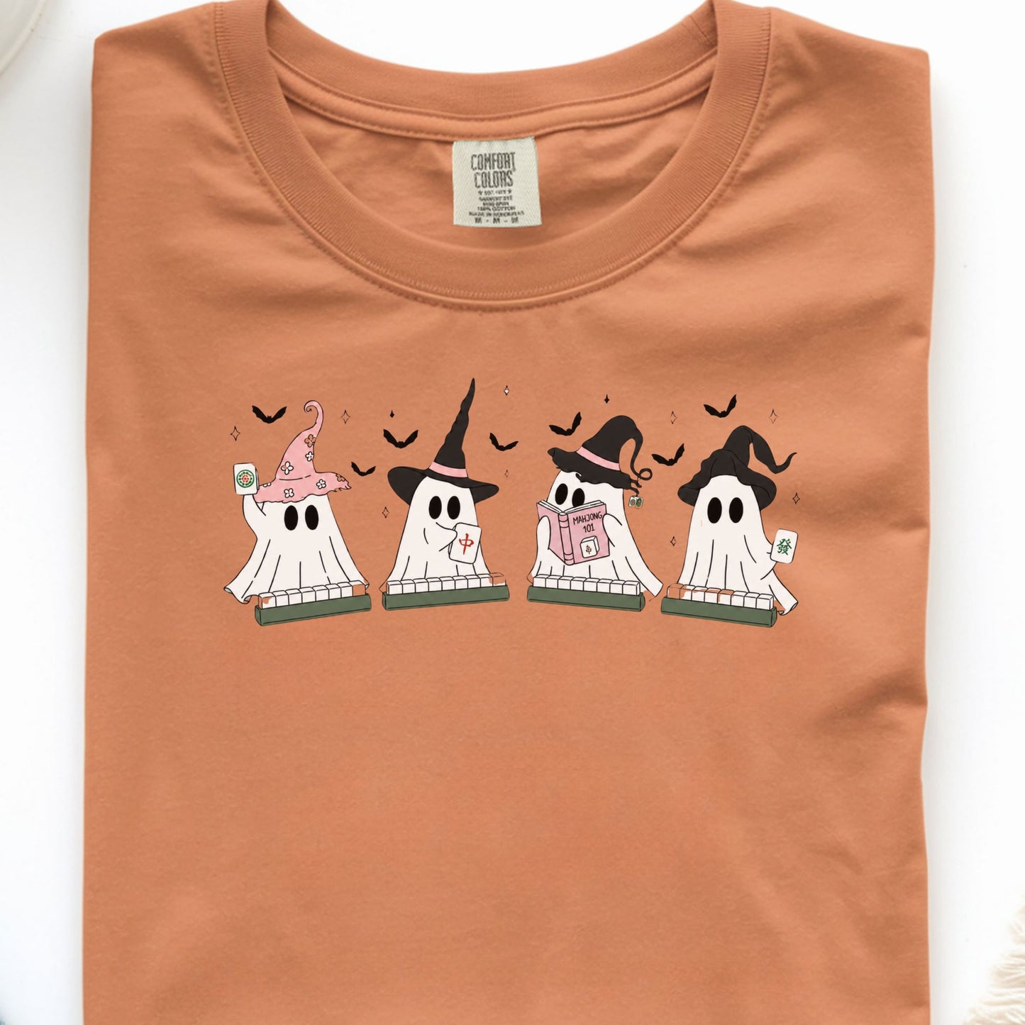 Cute Ghost Mahjong T-Shirt | Mahjong Halloween Tee