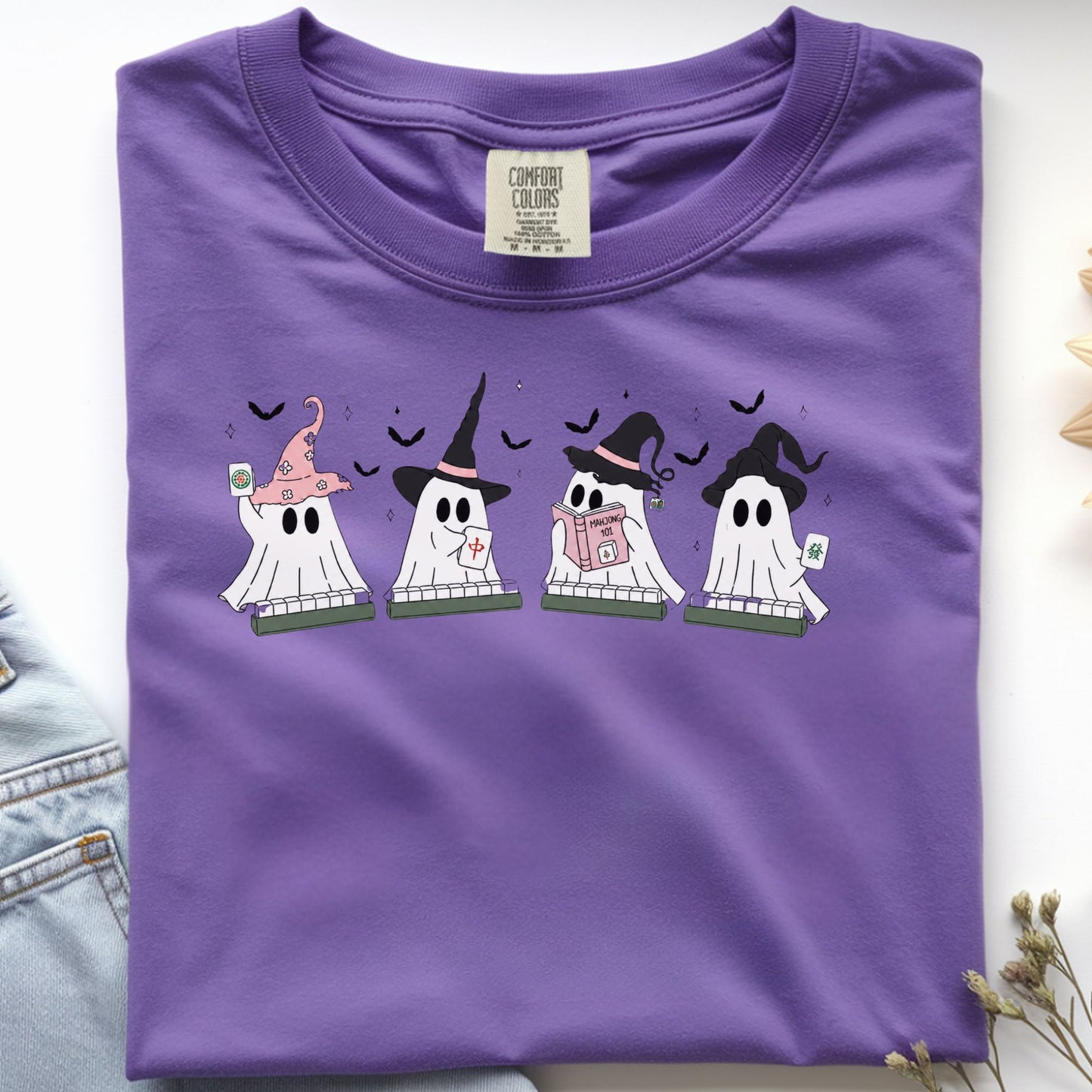 Cute Ghost Mahjong T-Shirt | Mahjong Halloween Tee