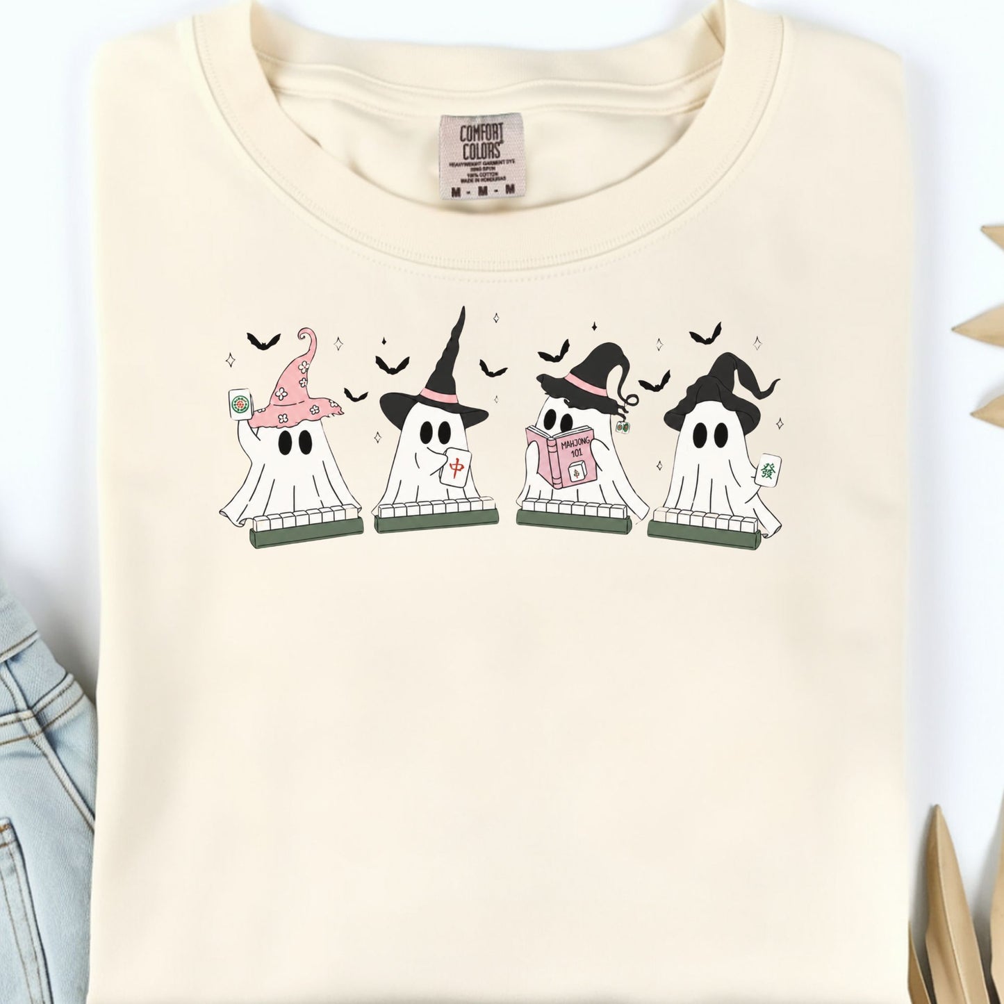 Cute Ghost Mahjong T-Shirt | Mahjong Halloween Tee