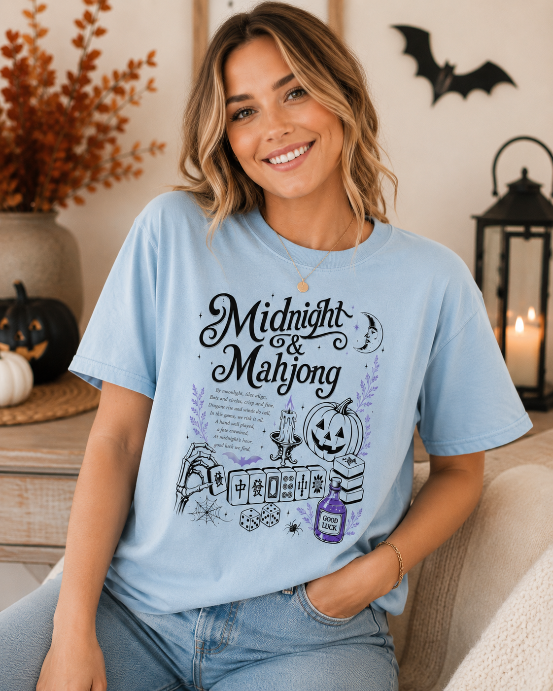Midnight & Mahjong T-Shirt | Halloween Mahjong Shirt