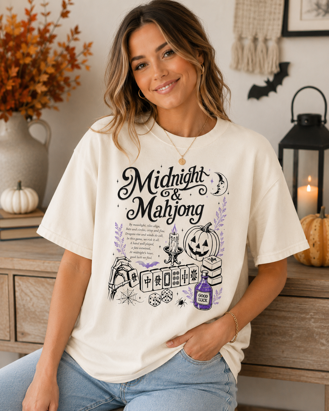 Midnight & Mahjong T-Shirt | Halloween Mahjong Shirt
