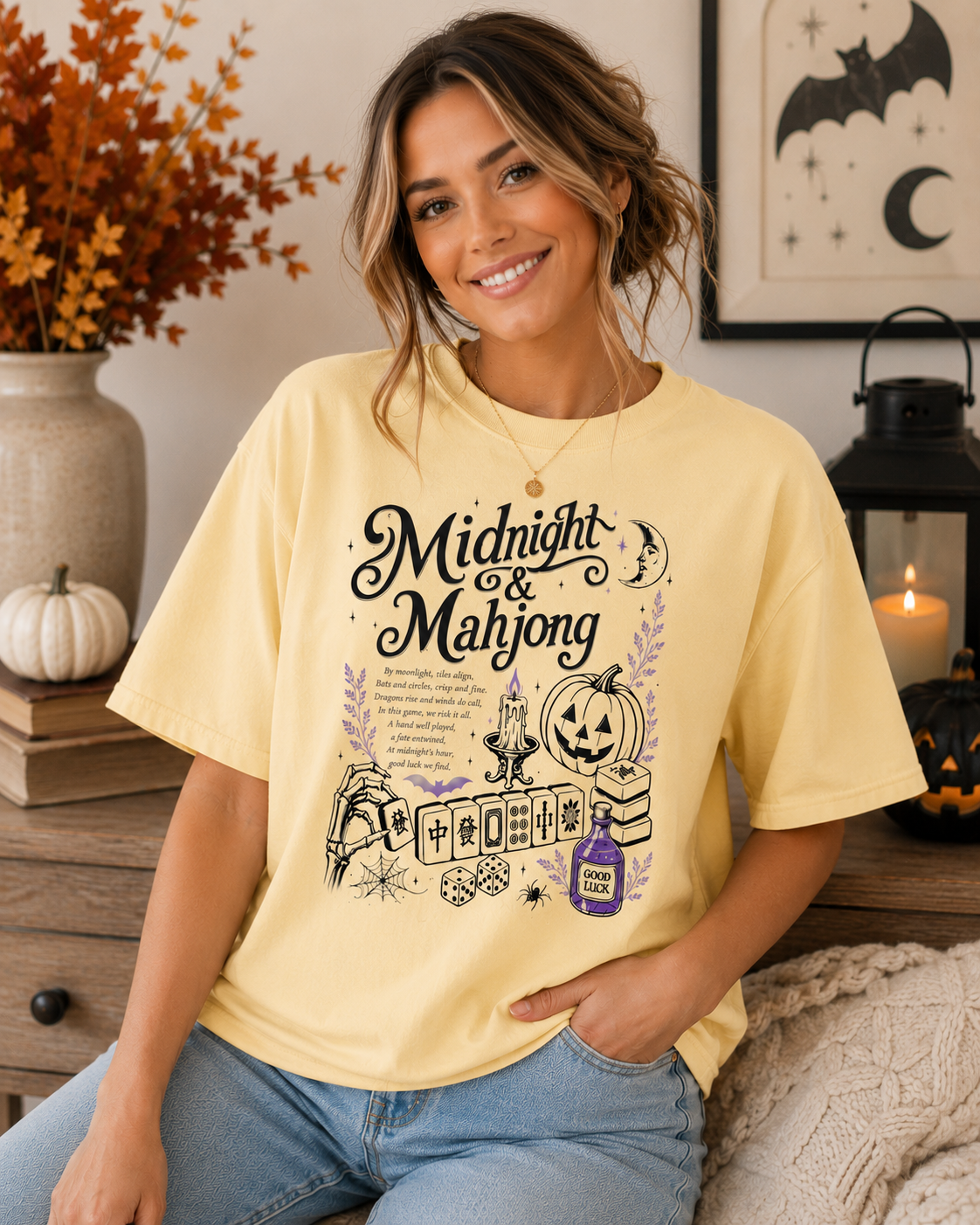 Midnight & Mahjong T-Shirt | Halloween Mahjong Shirt
