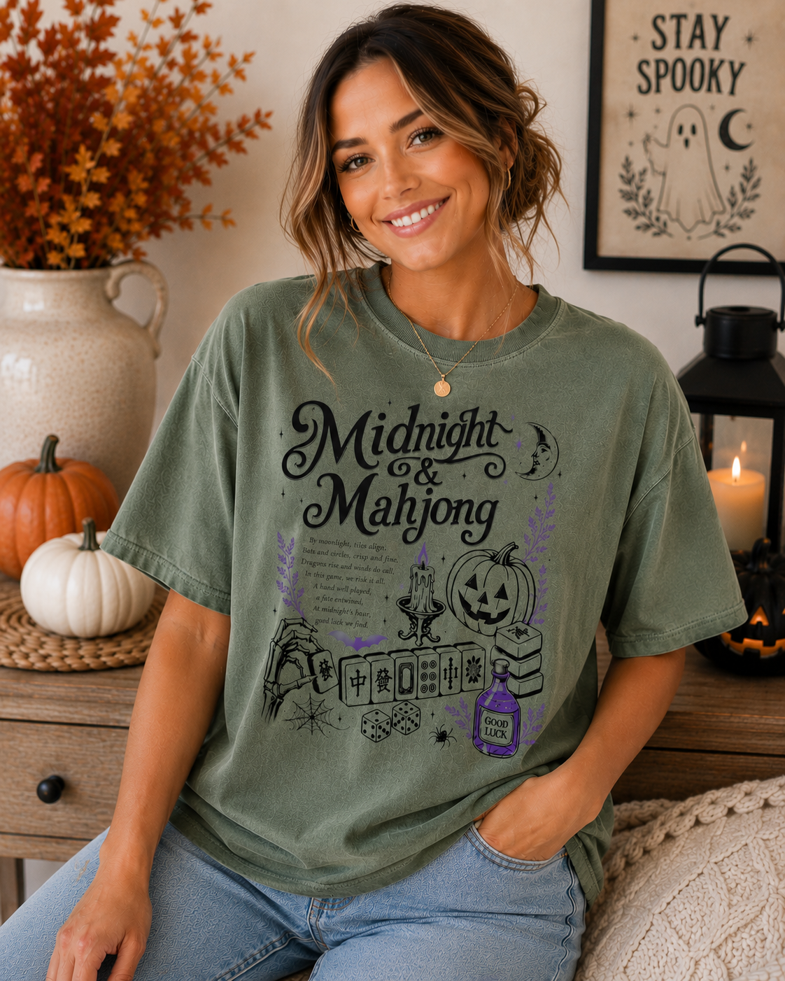 Midnight & Mahjong T-Shirt | Halloween Mahjong Shirt
