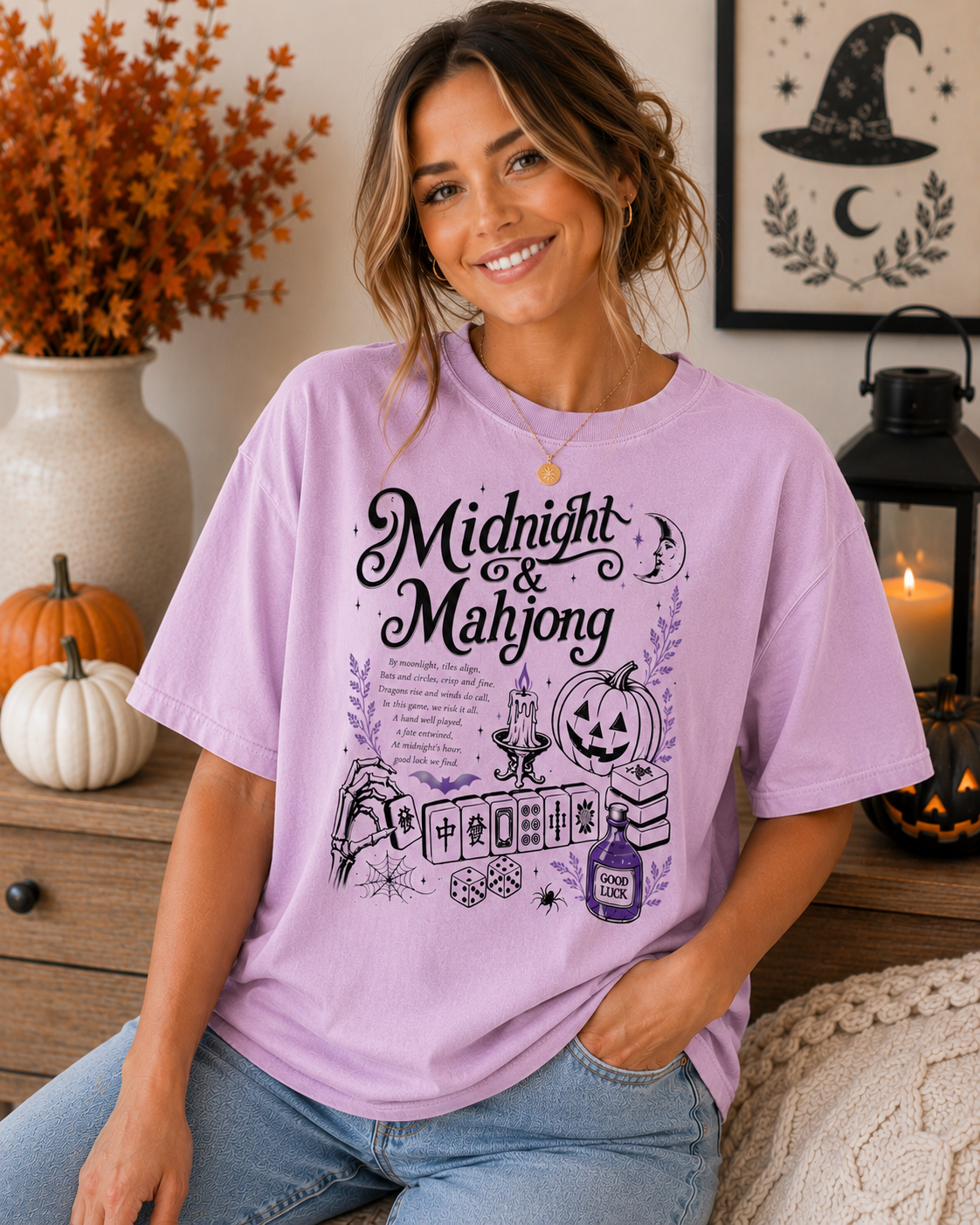 Midnight & Mahjong T-Shirt | Halloween Mahjong Shirt