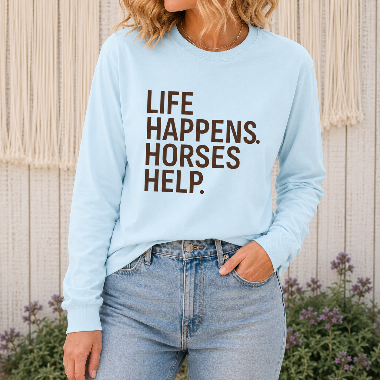 Horses Help Long Sleeve Shirt | Equestrian Graphic Tee