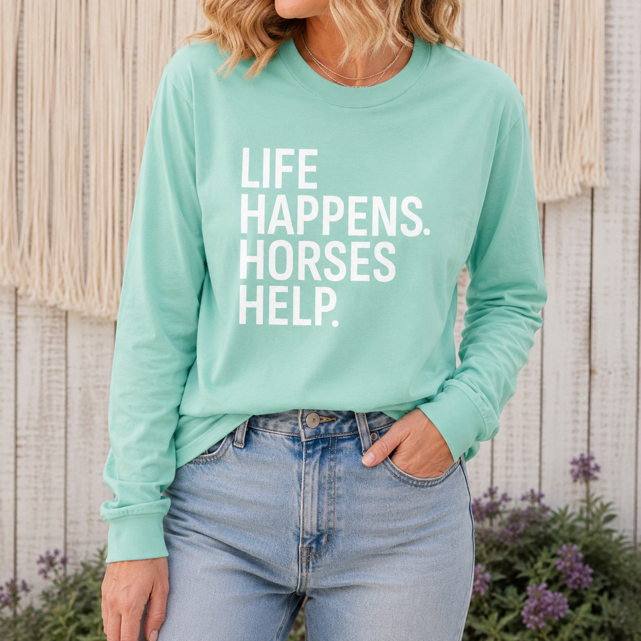 Horses Help Long Sleeve Shirt | Equestrian Graphic Tee