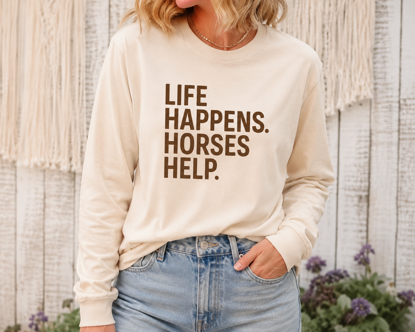 Horses Help Long Sleeve Shirt | Equestrian Graphic Tee