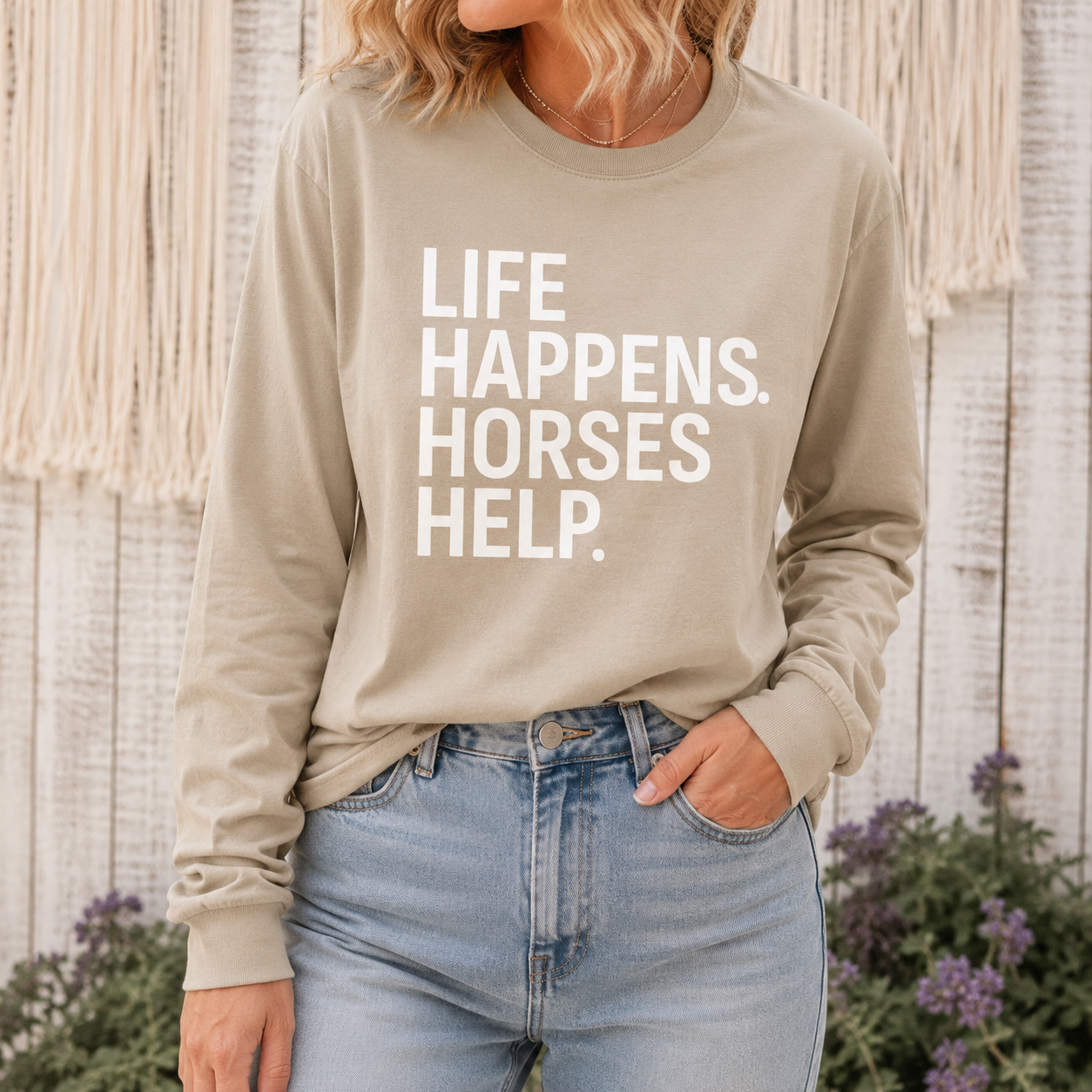 Horses Help Long Sleeve Shirt | Equestrian Graphic Tee