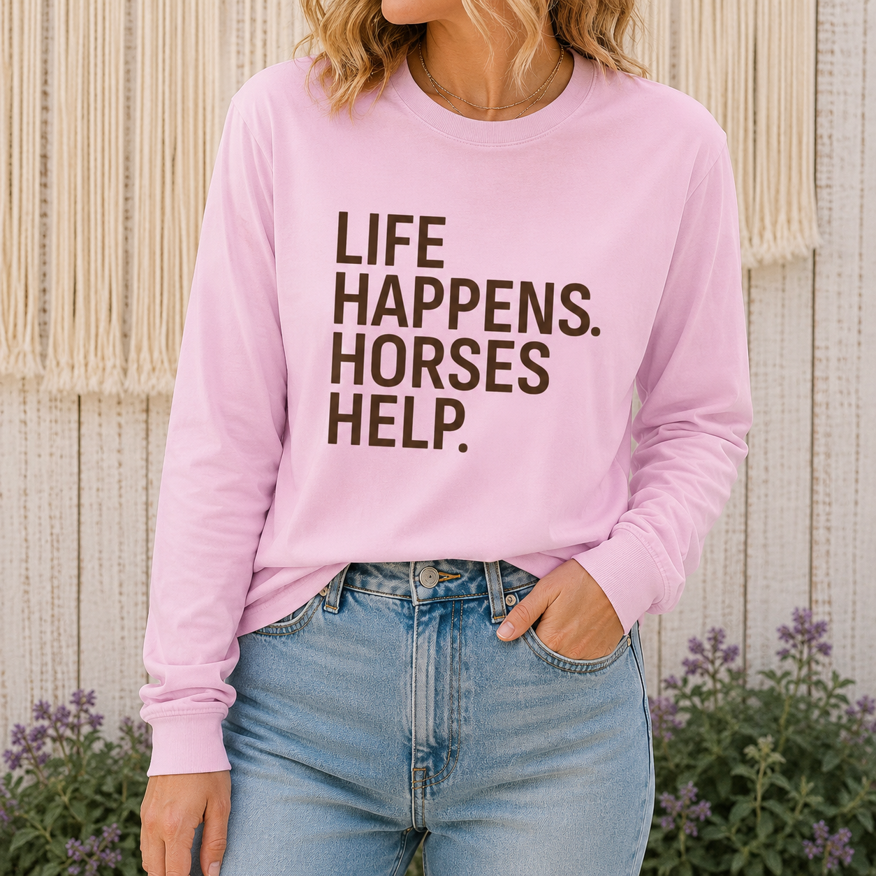 Horses Help Long Sleeve Shirt | Equestrian Graphic Tee