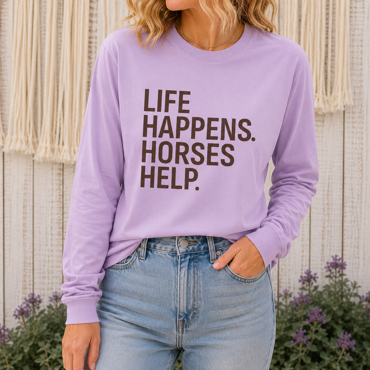 Horses Help Long Sleeve Shirt | Equestrian Graphic Tee