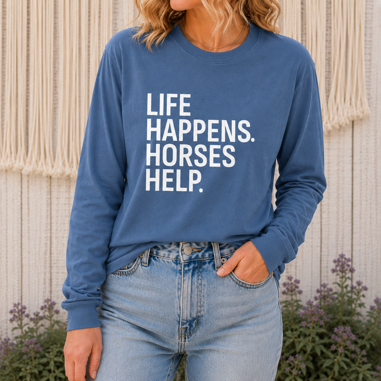 Horses Help Long Sleeve Shirt | Equestrian Graphic Tee