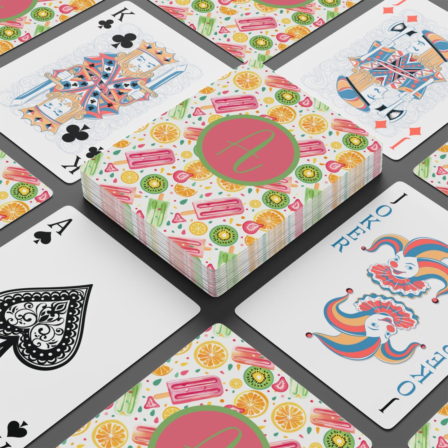 Personalized Summer Treats Monogram Playing Cards