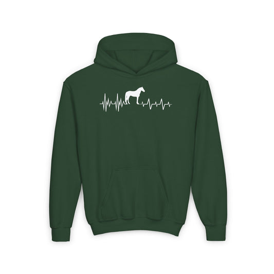 Regulated by Horses: Heartbeat Sweatshirt | Youth Hooded Sweatshirt