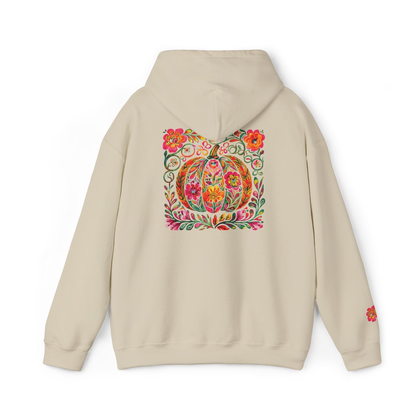 Boho Pumpkin Floral Hooded Sweatshirt