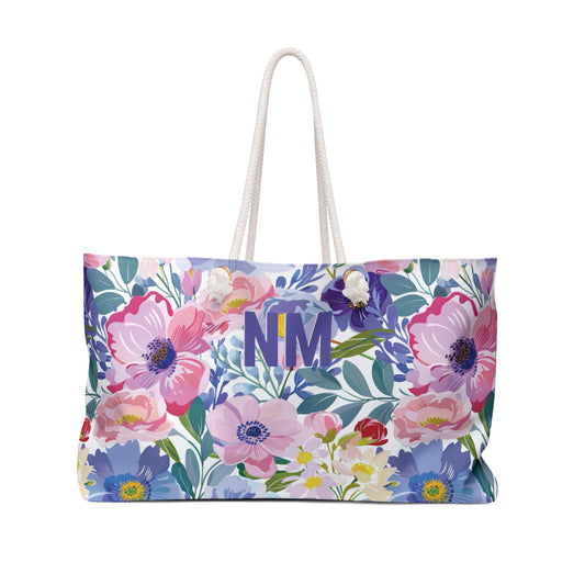 Personalized Bright Floral Tote Bag