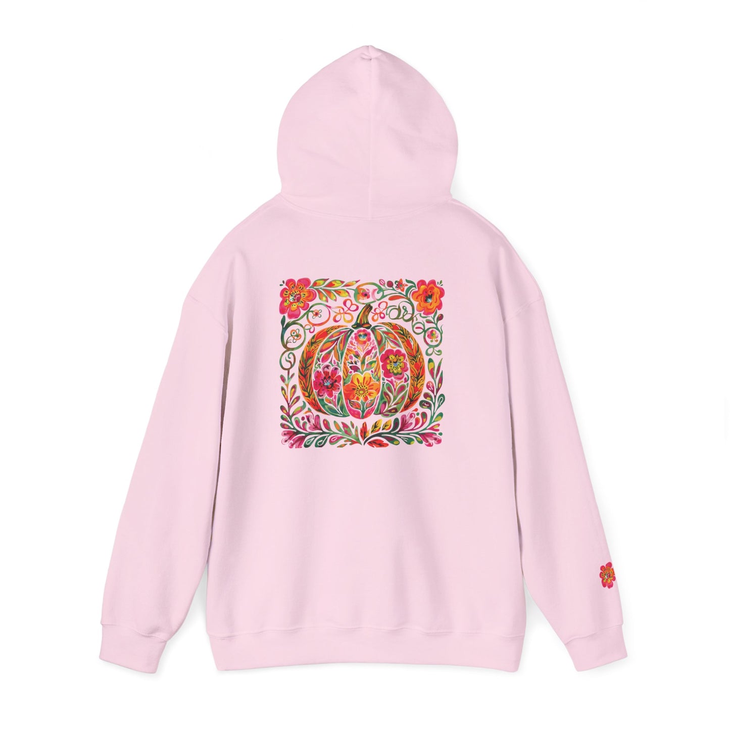 Boho Pumpkin Floral Hooded Sweatshirt
